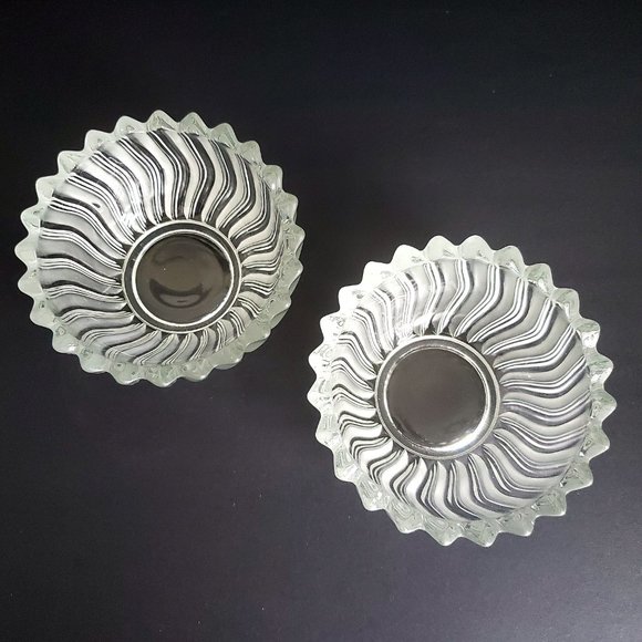 VINTAGE MIKASA Frosted Glass Bowls Zig Zag Design Rim - Picture 3 of 7